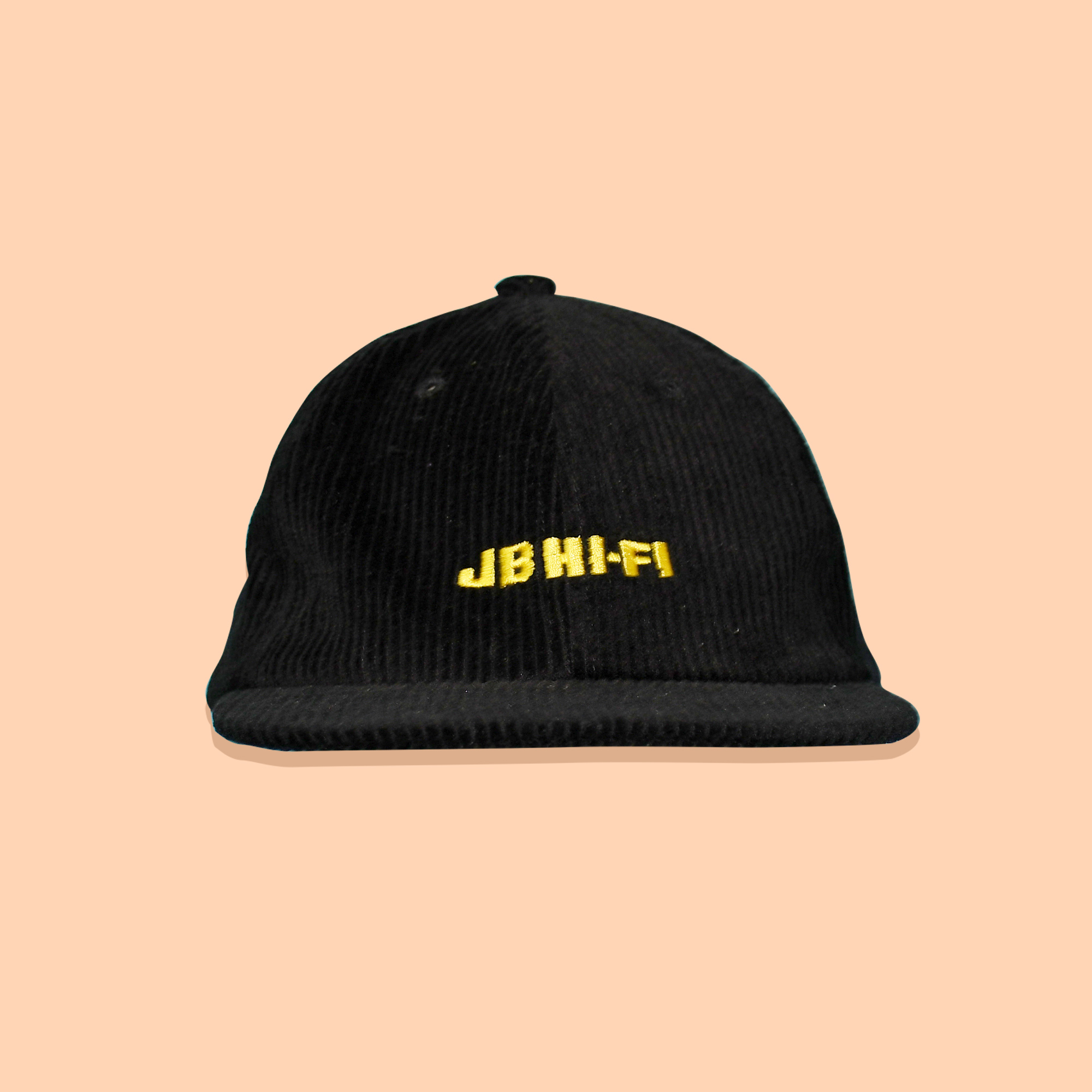 01_Black Yellow Corduroy Flat Peak Corduroy Cap