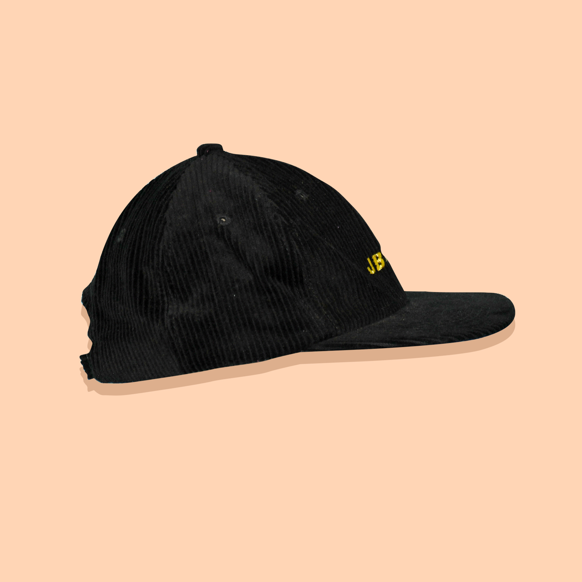 02_Black Yellow Corduroy Flat Peak Corduroy Cap