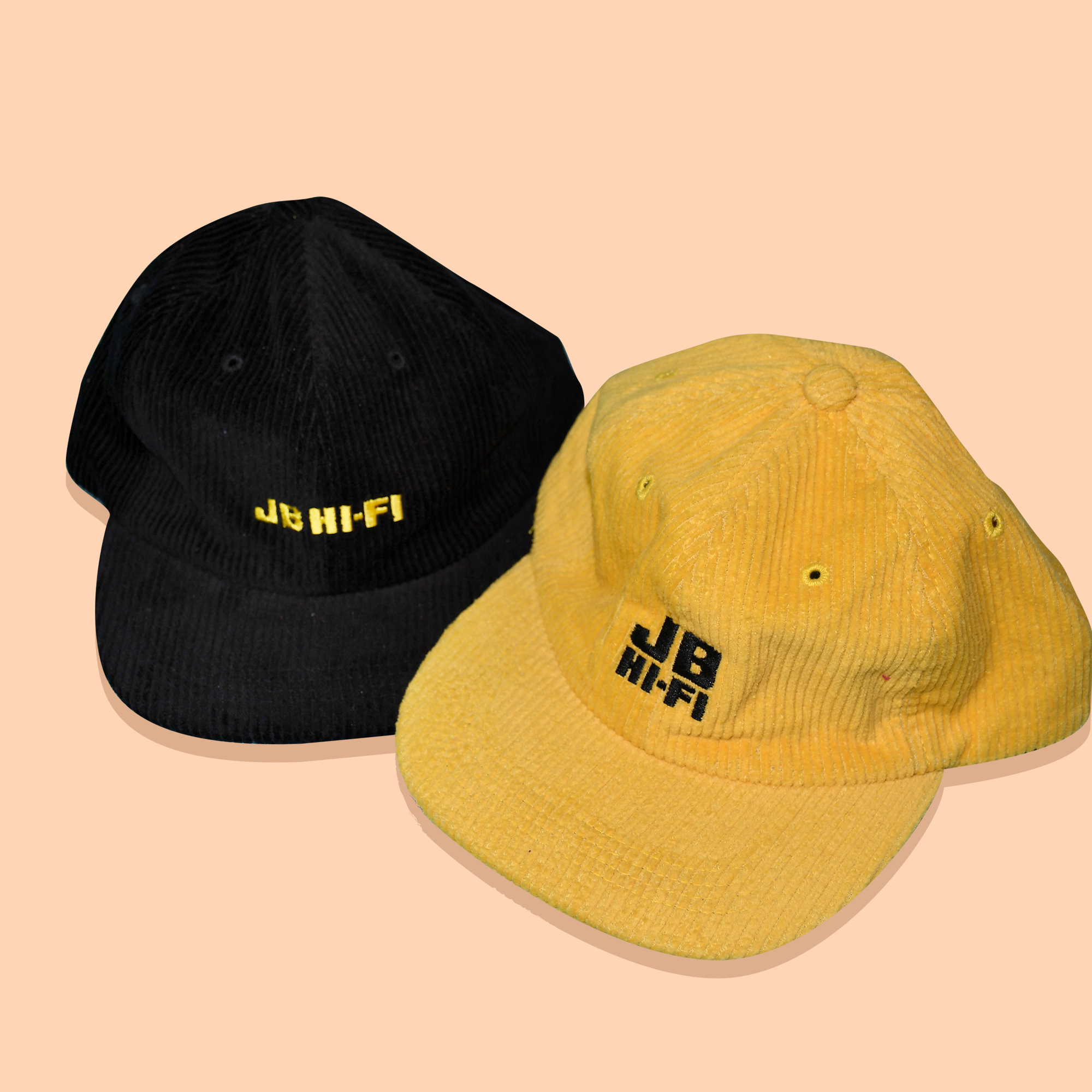 06_Black Yellow Corduroy Flat Peak Corduroy Cap