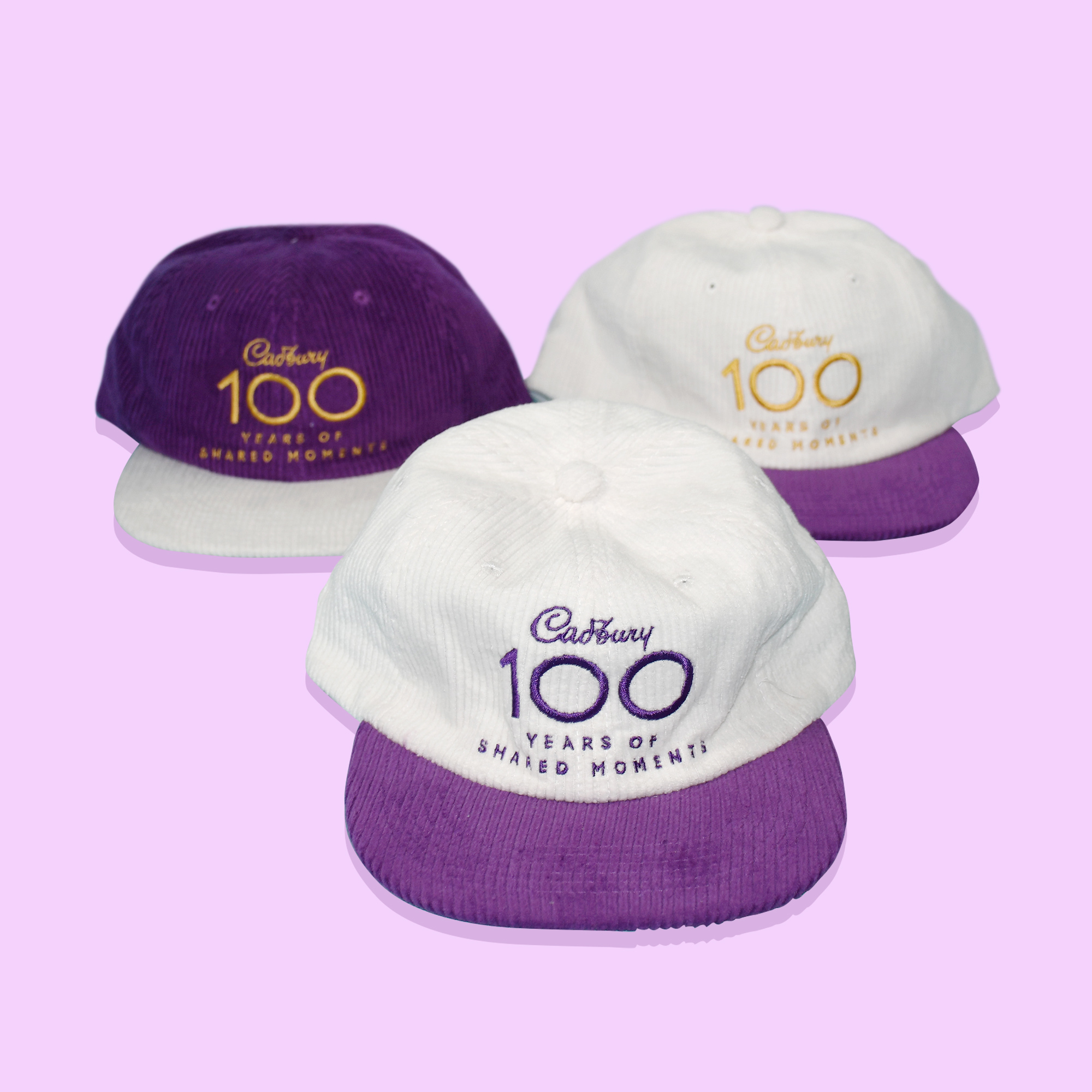 06_Purple White Corduroy Cap Flat Peak Corduroy Cap