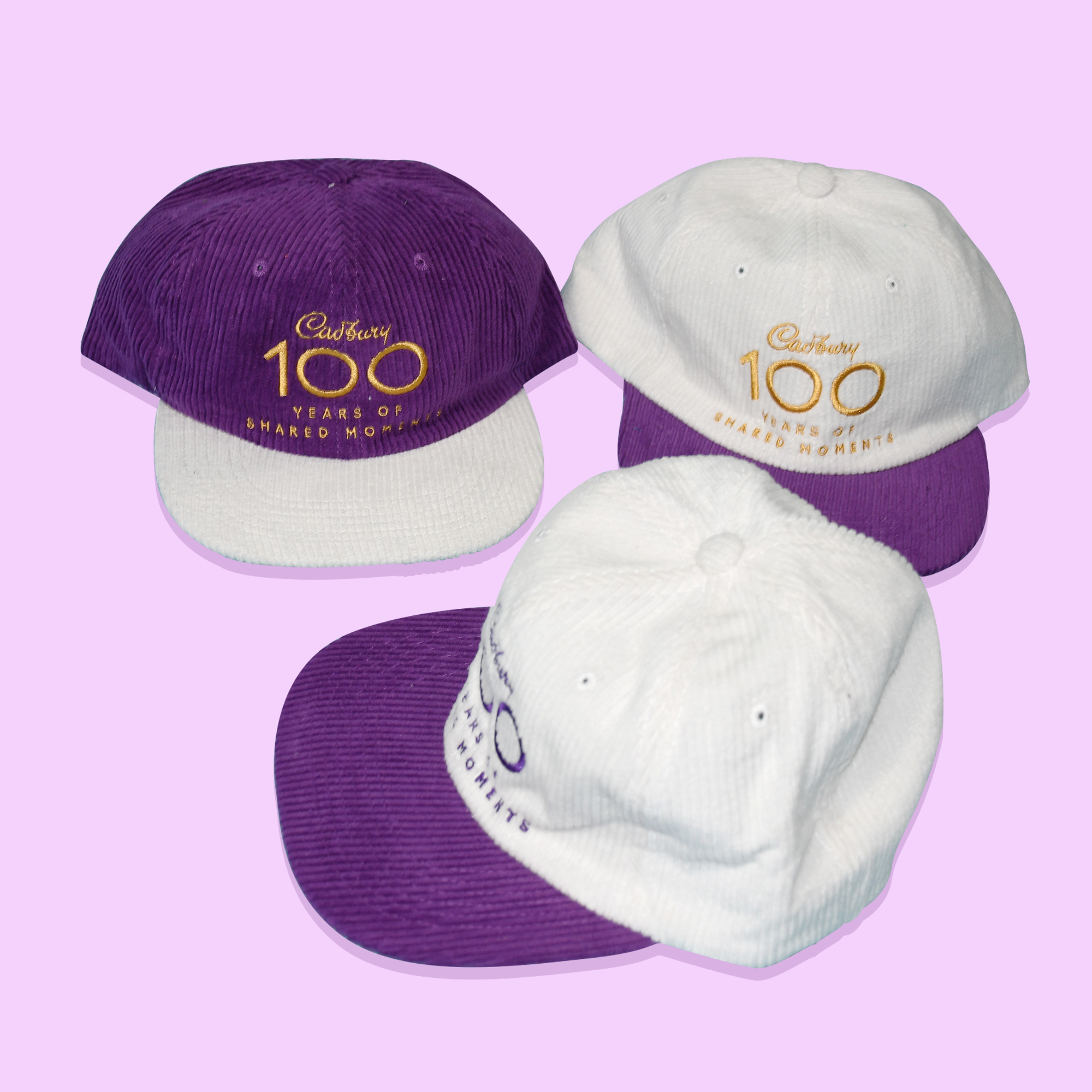 07_Purple White Corduroy Cap Flat Peak Corduroy Cap
