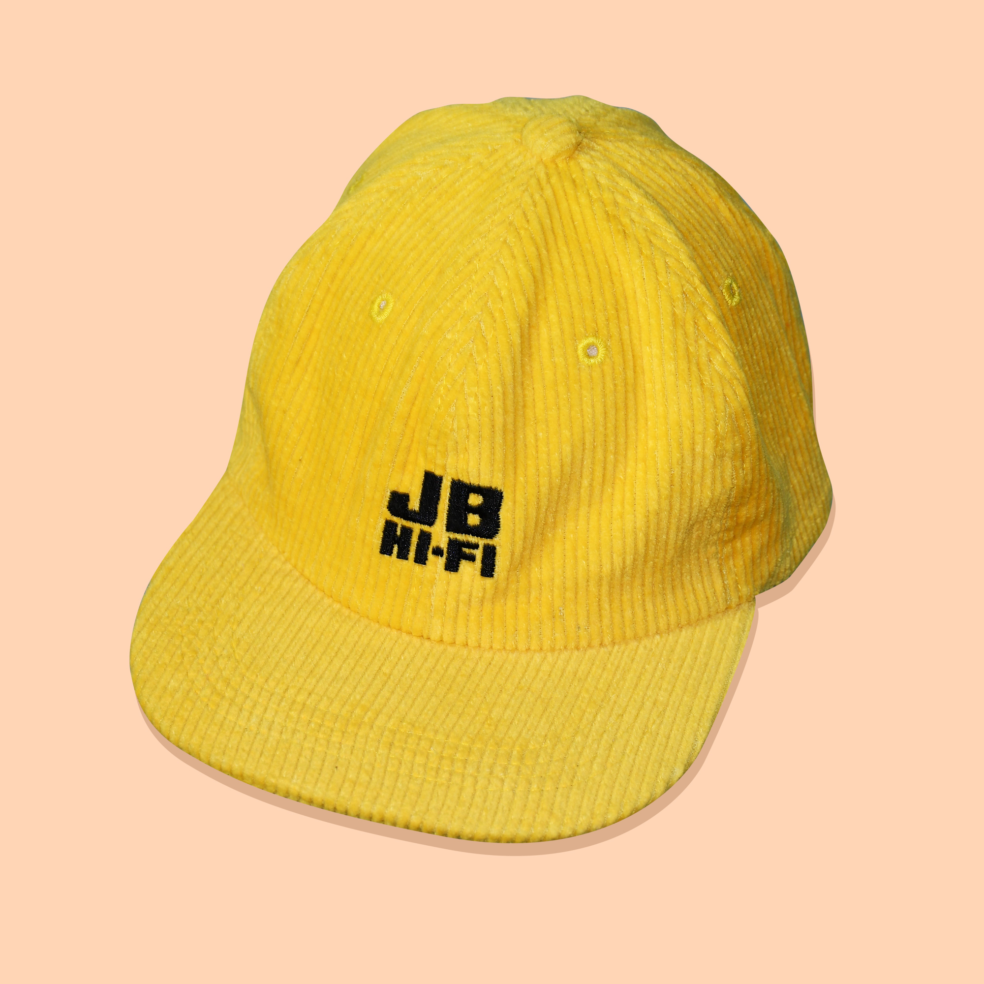 08_Black Yellow Corduroy Flat Peak Corduroy Cap
